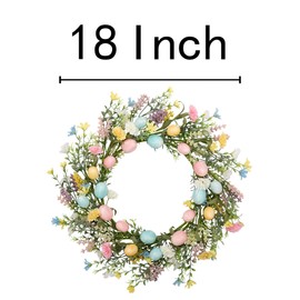 VGIA VGIA 18 inch Easter Wreath Artificial Easter Egg Wreath for Front Door Easter Door Wreath Spring Wreath with Pastel Eggs and Mixed Twigs for Easter Decorations