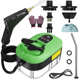 Handheld Steam Cleaner for Home, 2500W High Temperature Pressurized Machine, 1.2L Water Tank, Handle-controlled Steam Output, Portable Cleaning Steamer for Car, Bed Bugs, Furniture, Grout (Green)