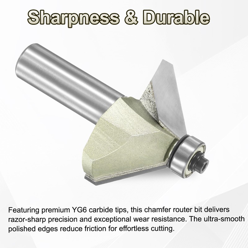 sourcing map 45 Degree Chamfer Router Bit 1/2 Inch Shank