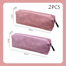 LSYYSL 2 Pieces of Corduroy Pencil Cases, Solid Color Pencil Case, Pink Pencil Case, Simple and Convenient Storage Bag, Student Pencil Case