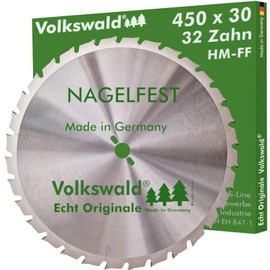 Volkswald ® HM Saw Blade FF 450 x 30 mm Z = 32 Nail-Proof Circular Saw Blade for Table Saw Rocker Saw Firewood Saw for Construction Wood Firewood Shellwood Shell Board Gas Concrete Stone Fibreboard