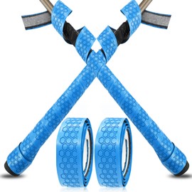 Bat Grip Tape Baseball Softball 2/4 Pack 40 inch 1.75mm Precut and Full Adhesive Back Pro Feel Soft Comfortable Tapes for Old Bats Handles (2 Pcs-Blue Hexagon)