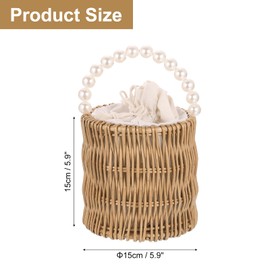 QUARKZMAN Women's Straw Cross Strap Bag Cylindrical Rattan Bag Straw Clutch Purse Rattan Braided Handbag Rattan Tote Bags for Summer Beach Travel, brown