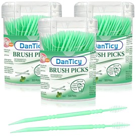 Stuzzicadenti aromatizzati alla menta, stuzzicadenti interdentali, con setole morbide, per rimuovere placca e detriti tra i denti, menta, 900 pezzi (confezione da 3)