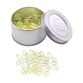 200 Fat Mini Paper Clip Super Cute Tiny Paperclips 3/5 Inch Gold Color Stainless Steel Clips in Silver Tinplate Paper Clips Holder for Office School Home Desk Organizers (Gold Fat Mini Clips)