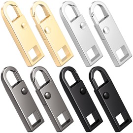 HINZIC 8PCS Zipper Pull Replacement Detachable Zipper Pull Tabs Heavy Duty for Luggage Suitcases Clothing Jackets Backpacks Shoes Boots Purse Coat(Black, Silver, Gold, Brilliant Black)
