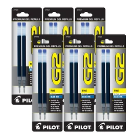 Value Pack of 6 - Pilot G2 Gel Ink Refill, 2-Pack for Rolling Ball Pens, Fine Point, Blue Ink (77241)