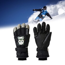 Ski Gloves with Thick Warm Liner Windproof Cartoon Print Hand Gloves for Cold Weather Hand Protective for Winter Warm Fleece Lining Cold Weather