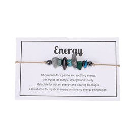 tenghong2021 Chakra Crystal Beaded Bracelet with Wish Card Adjustable Spiritual Anxiety Stone Beads Braide String Bracelet Yoga Meditation for Women Men Jewelry Birthday Gifts-Energy