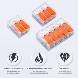 90 Piece Clamp Set, Cable Connectors, Cable Clamps Electric Compact 2, 3 and 5 Pin, Connection Clamp with Actuation Lever 0.2-4 mm², Small Design, Transparent