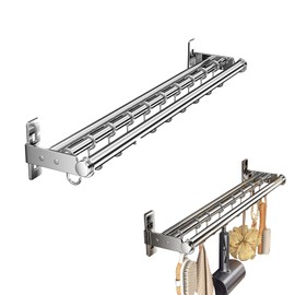 Hanging Wall Mount knife Wall Mount, Kitchen Organizer Storage Shelf for Utensils Spatula Spoon, Space-Saving Knife Rack with Hooks,Wall-Mounted Utensil Holder (Black, 50CM+Three Poles+8Hooks)