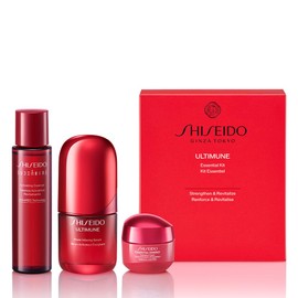 SHISEIDO Ginza Tokyo Ultimune Essential Kit | Serum 30mL + Lotion 70mL + Cream 30g | EC Limited Skincare Kit | Trial / Travel Use | Removes Serum for Anti-Aging Care, Firmness, Dryness | Shiseido