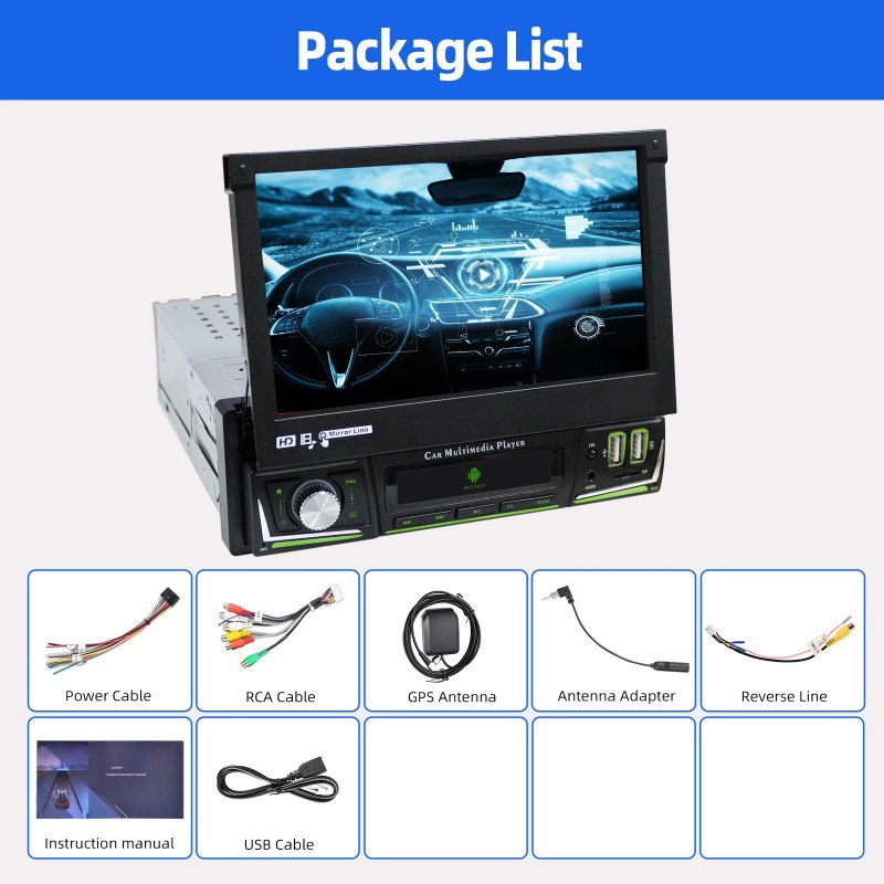 ESSGOO 7" Flip Out Stereo Car Radio Single 1 Din