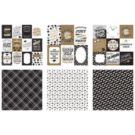 Graduation Scrapbooking Paper - Elegant 12x12 Graduation Scrapbook Paper with Cap, Diploma, and Fun Phrases | Graduation Theme Scrapbook Paper for Photo Album, Decor, DIY Crafts | 6 Items Total