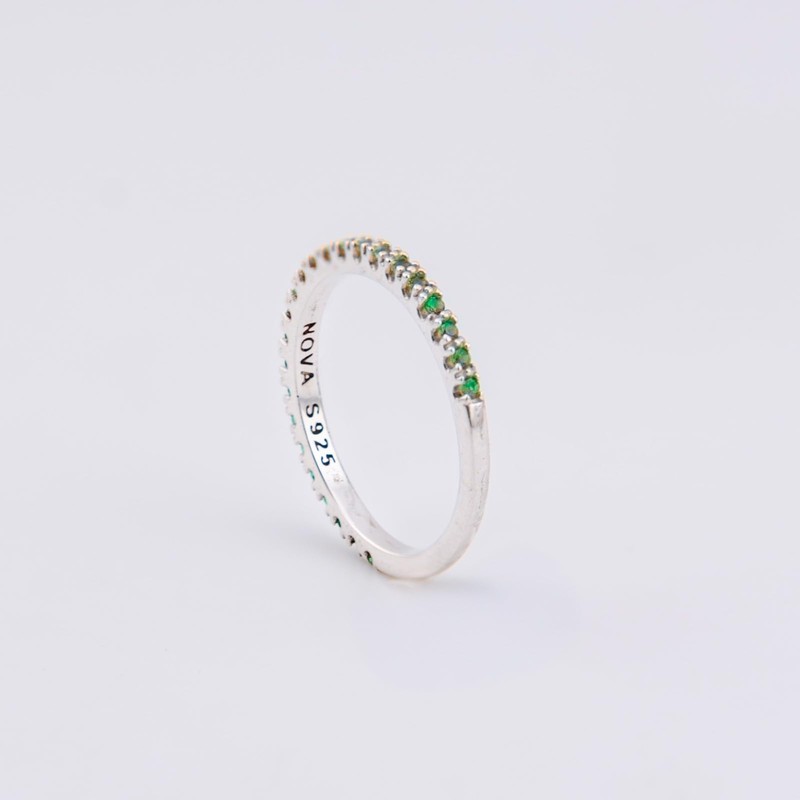 925 Sterling Silver Eternity Ring For Women | Simulated Emerald