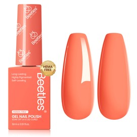Beetles Coral Orange Gel Nail Polish, 8ML Hema Free Neon Light Orange Gel Polish Passionate Fireworks Summer Gel Polish Soak Off UV Colorful Bottle Nail Art Manicure Gift for Women