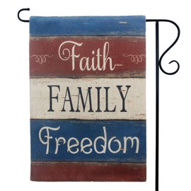 LINKWELL Vintage Faith Family Freedom Patriotic Garden Flag Double Sided 12.5 x 18 Inch 4th of July Holiday Small Yard Flag with Saying Yard Decor Outdoor Home Decorations GF01