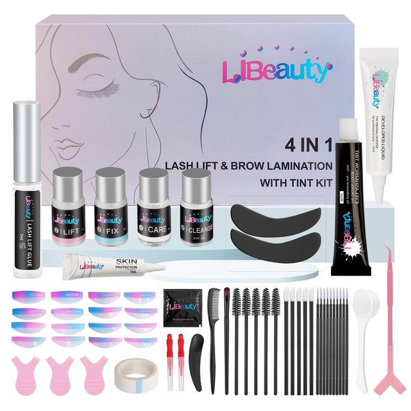 Libeauty Eyelash Lifting Set with Colour Black Lash Lifting Set, Eyebrow Lifting, Brow Lifting Set, Last Up to 6-8 Weeks, Suitable for Salon and Beginners