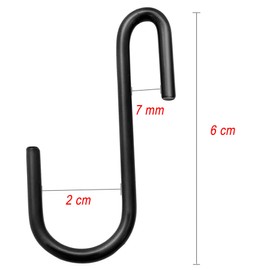 Baoswi Pack of 20 Heavy Duty S Hooks 6cm S Shaped Hanging Hooks Large Hangers for Kitchen, Bathroom, Bedroom and Office (Black)