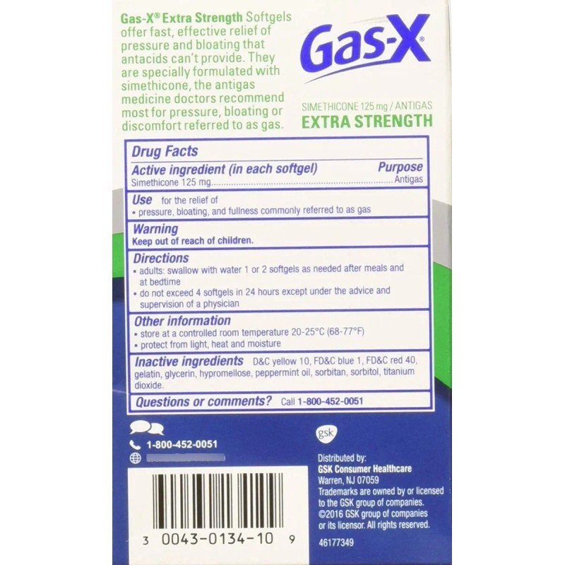 Antigas Novartis Gas-x Fuerza Extra Antigas -10 Cápsulas