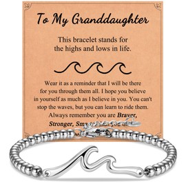 Shuxin Granddaughter Gifts for Girls, Wave Granddaughter Bracelet, Granddaughter Birthday Gifts Christmas Stocking Fillers Xmas Gifts Jewellery Present for Teenage Girls Women Her