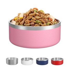 LIANLAI Dog Bowls Large Sized, Rust-Resistant Stainless Steel Dog Bowls, Non Slip Puppy Dishes, Dishwasher Safe (Pink，64 oz)
