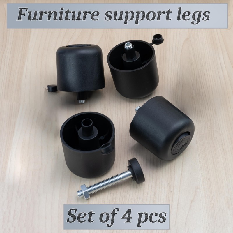 Aerzetix: C42482 Set of 4 Adjustable Furniture Feet Black for