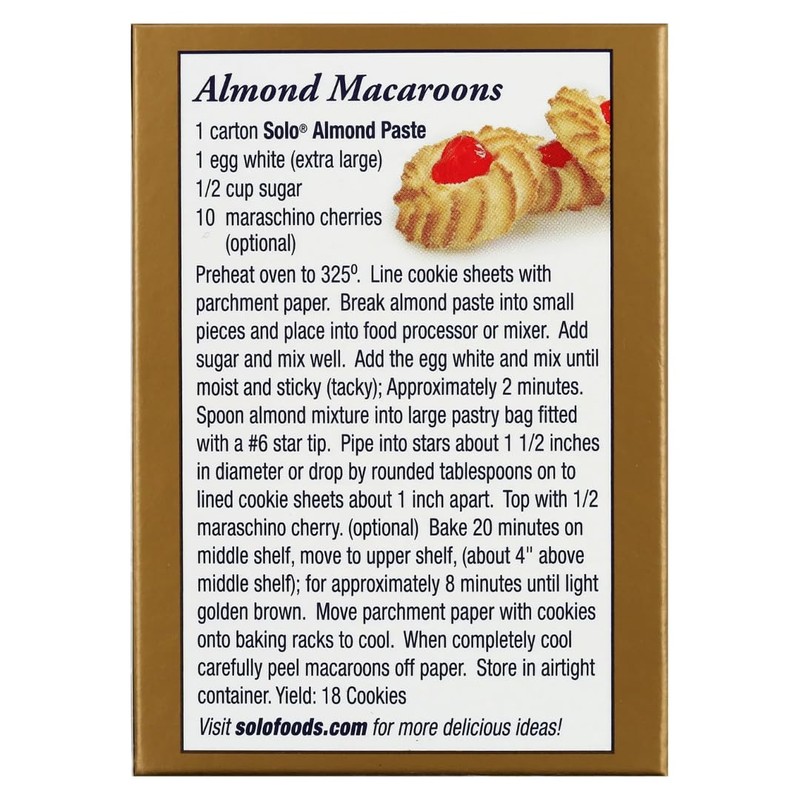 SOLO Almond Paste, 8oz (Pack of 12) | Gluten-Free, Kosher