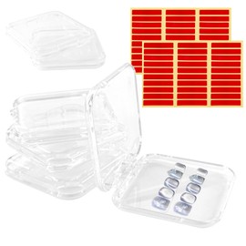 YOSMAKIY 30pcs Press On Nail Packaging Box，Press On Nail Storage Box Set With 60pcs Of Double-Sided Adhesive Tape，Suitable For Nail Storage And Nail Art Display(Clear).