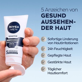 NIVEA MEN Sensitive Face Care Cream, 24-Hour Moisturising Cream for Sensitive Men's Skin, Soothing Face Cream to Relieve Skin Irritation (75 ml)