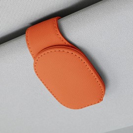 Sunglasses Holder Car Car Storage Sunglasses Clip Car Glasses Clip Protective Glasses Card Storage Clip Leather Style Easy Fit (Orange)
