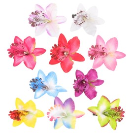 TENDYCOCO 10pcs Tropical Flower Hair Hibiscus Plumeria Hair Hair Accessories Flower Alligator Card Issue Holiday Hair Fabric