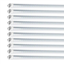 LED Shop Light 100W 13000LM 6500K 8FT 270° Angel 4 Row LEDs V Shaped Integrated Fixture, T8 Tube Light, Cool White, Clear Cover, Higher Brightness, LED Shop Lights for Garage Warehouse Workshop10 Pack
