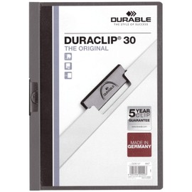 DURACLIP 30 A4 Clip Folder | Holds Up-to 30 Sheets of A4 Paper | Robust Metal Sprung Clip | Anthracite Grey Coloured Files