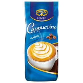 KRÜGER Family Cappuccino Classico Flavoured Beverage Powder with Soluble Bean Coffee Caffeine 500g Bag