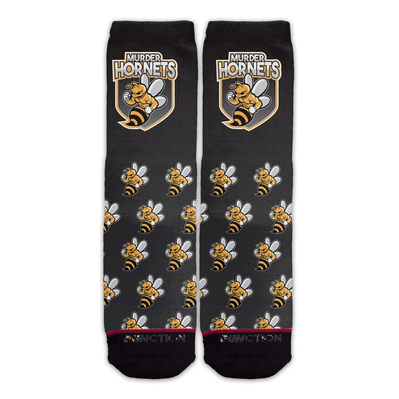 Function - Murder Hornets Team Logo Pattern Black Socks Mens