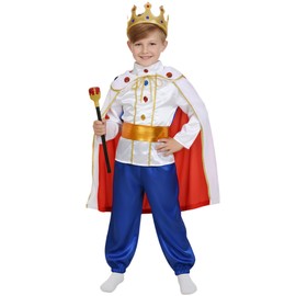 Nuehoryu Prince Charming Costume for Boys Kids Royal Prince King Outfit for Cosplay Party Dress Up (White, 6-7 Years)