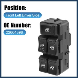 INFINAUTO Power Window Switch, Front Driver Side Window Control Switch with Screwdriver for Saturn Ion 2003-2007 Black, 1 Pc