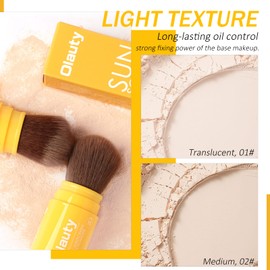 Mineral Powder Sunscreen Brush SPF 35, Translucent Powder Setting Powder,Summer Travel Essentials,Powder Sunscreen for Face,Oil Control Natural Finish, Lightweight Breathable Concealer Brush Powder