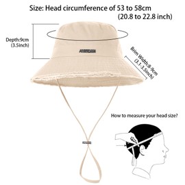 Sun Hats for Women Men Boonie Hat Foldable, Sun UV Protection UPF 50+ Hat Hiking Beach Fishing Summer Safari Beige
