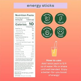 Bloom Nutrition Sobres De Bebida Energética En Polvo, Mezcla Sin Azúcar Con L-Teanina, Vitaminas Del Complejo B Y Cafeína Natural, Barras De Polvo Par