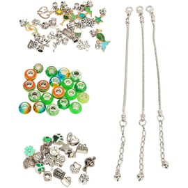 Kit de fabricación de pulseras DIY, kit para hacer pulseras con dijes de metal en forma de trébol de cuatro hojas y cuentas para adolescentes, set de manualidades de joyería ajusta