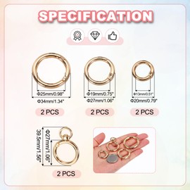 sourcing map 2 Pcs Metal Swivel Clasps Key Chain O Ring Keyrings Round Spring Snap Keychain Hook Clip for Chains Extender DIY Handicrafts Keys Lanyards Jewelry Findings, Gold Tone