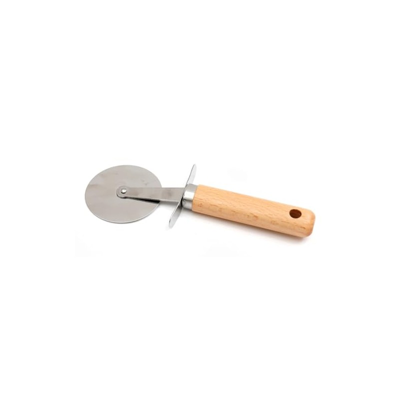 Hyper Mart Pizza Cutter Wheel with Wooden Handle, Stainless Steel,
