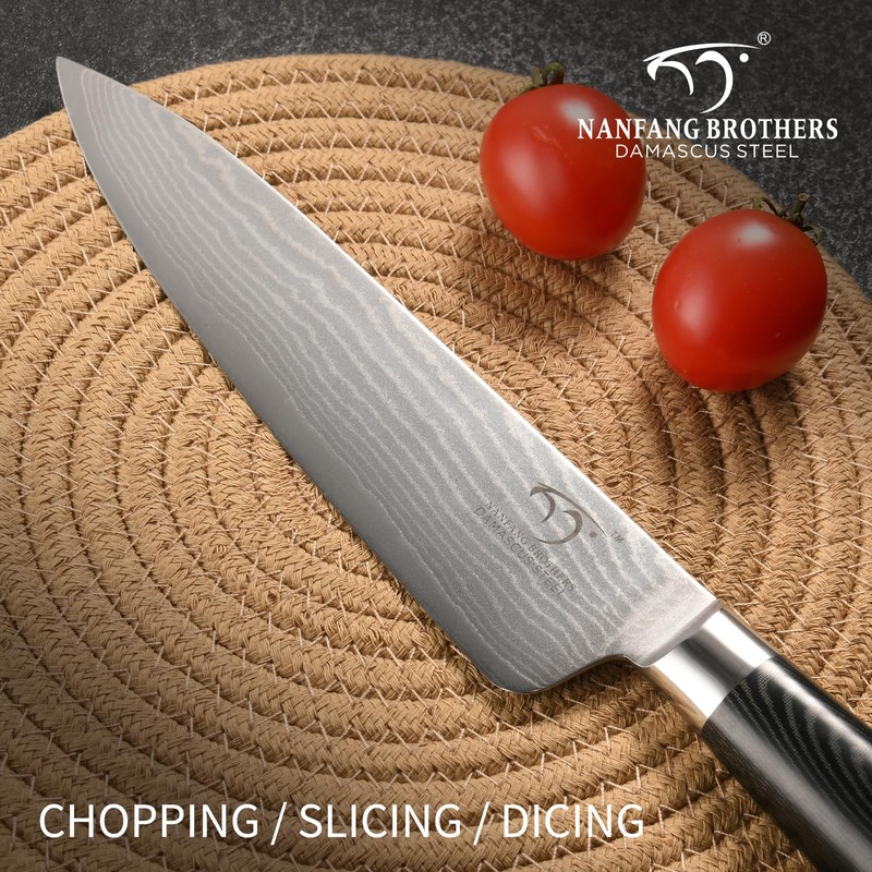 Damascus Chef Knife 8 Inch, Professional Kitchen Knife Forged with