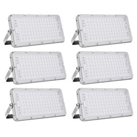 papasbox 6pcs 100W LED Flood Light Outdoor,8000LM Outdoor Security Lights,6000K Daylight White led Stadium Lights,IP65 Waterproof Outdoor Lighting for Stadium Lawn Arena Yard Garage