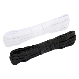 Pack of 2 White & Black Elastic for Sewing 12mm*17mter Long, 7-Meter-Each Black & White Elastic Band Perfect for DIY Craft, Trouser, Headbands, & Dressmaking