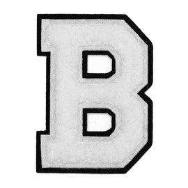 Letter B - 2-1/2" Chenille Stitch Varsity Iron-On Patch by pc, TR-12154 (White)