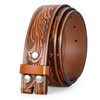 LEACOOLKEY Western Leather Belt Strap for Men Women Cowboy Western
