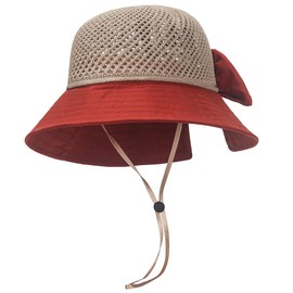 One Limitation CP456 Women's Hat, Outings, Ribbon, Hat, Sun Protection, Outdoors, Travel, Includes Chin Strap, red